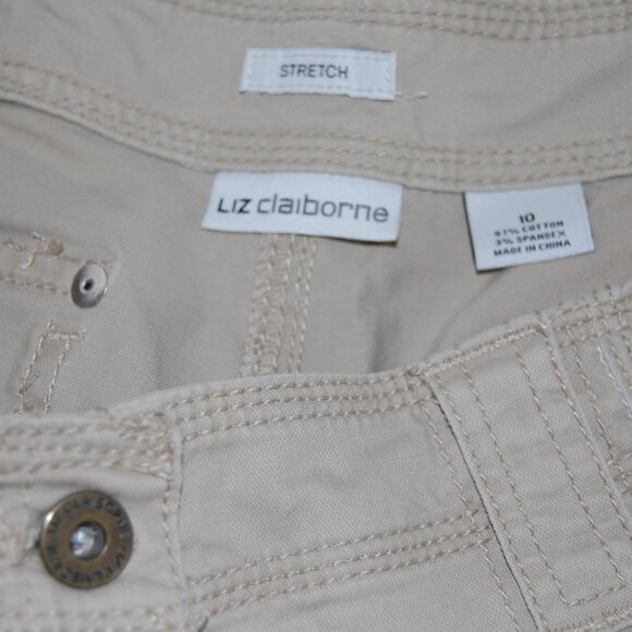 Liz Clairborne Capri Cotton Stretch Pants, Women Size 10 (Waist: 34.5"), Tan - Picture 7 of 7